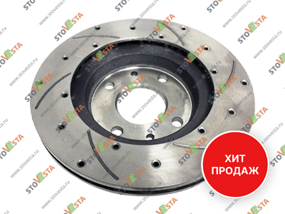 Диск тормозной передний Vesta, Largus, XRay, Iskra АТС с перфорацией, насечками и антикоррозионным покрытием